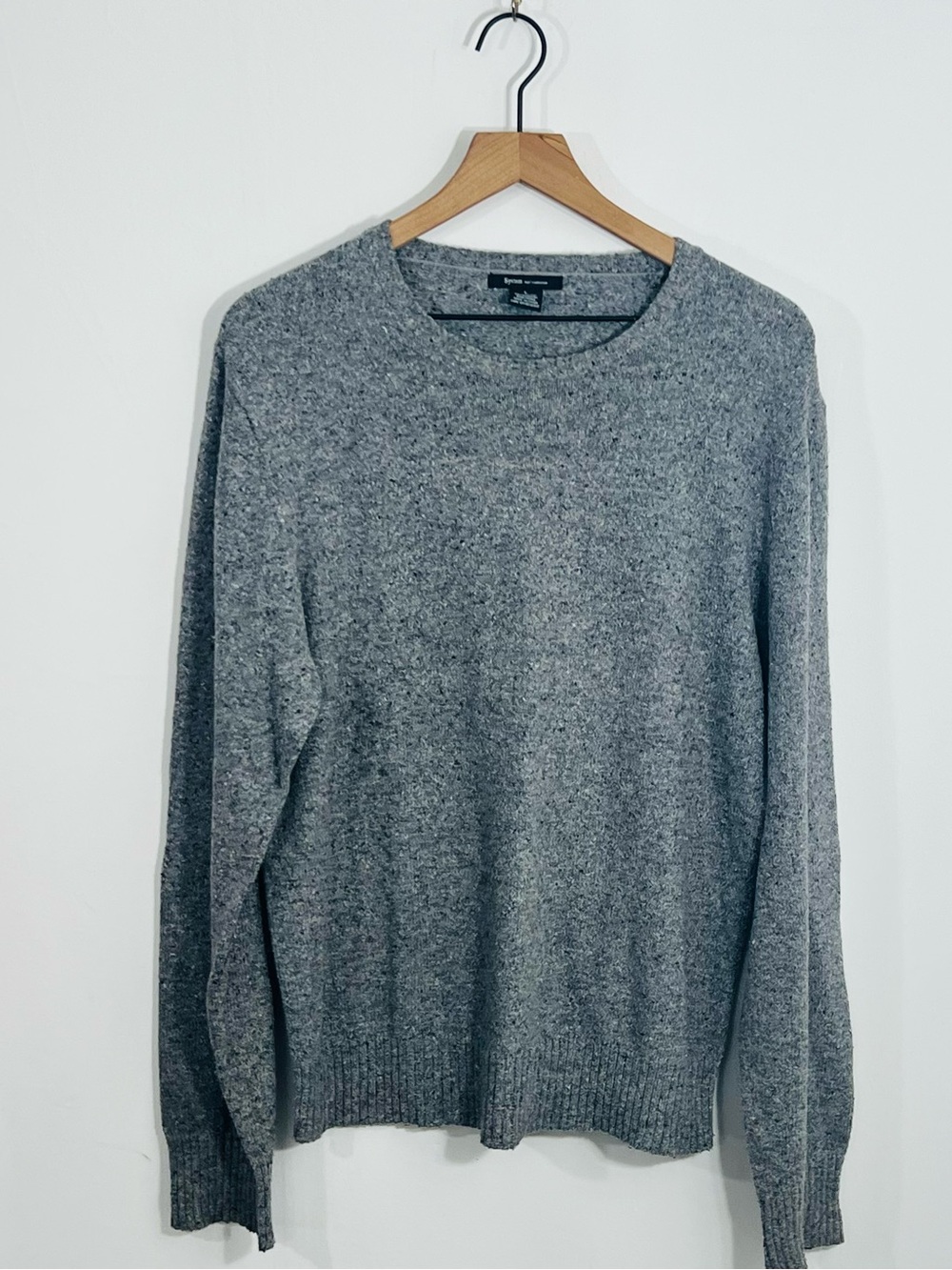 Men's System Heathered Cashmere Mix Long Sleeve Pullover Sweater Size L